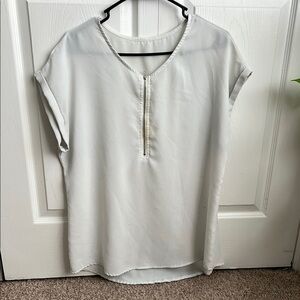 White Blouse with Zipper Detail